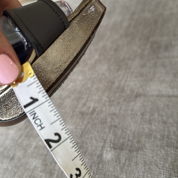 Donald J Pliner Women Platform Heels Gray Satin Gold Metallic Evening Sandals 7 - Picture 13 of 13